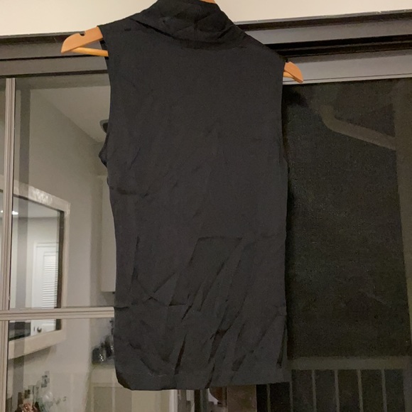 Theory Silk Black Deep Cowl Neck Sleeveless Blouse - Picture 2 of 2